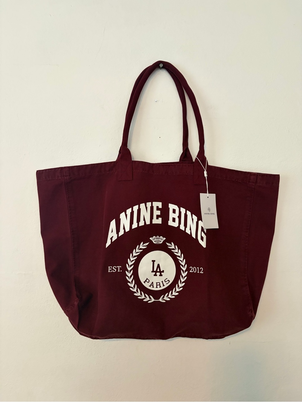 Anine Bing Burgundy Canvas Tote